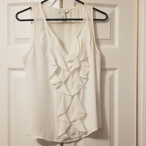 White ruffle blouse